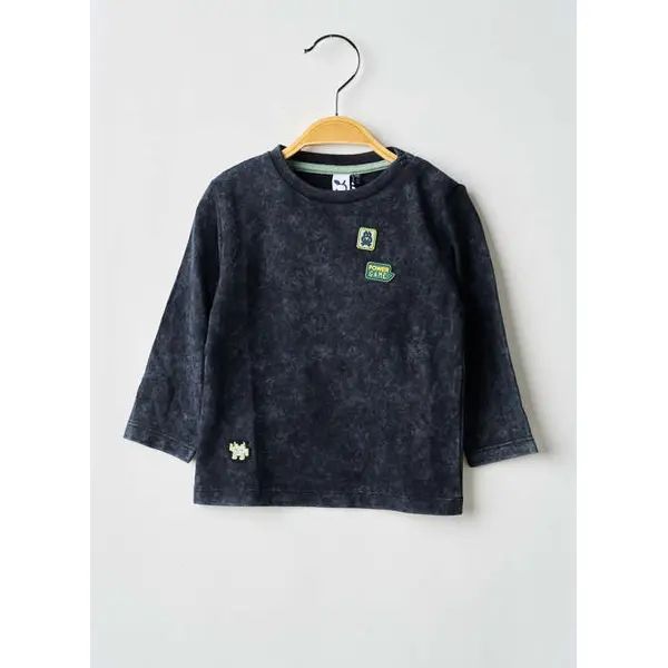 T-shirt 3 Pommes Noir Manches Longues