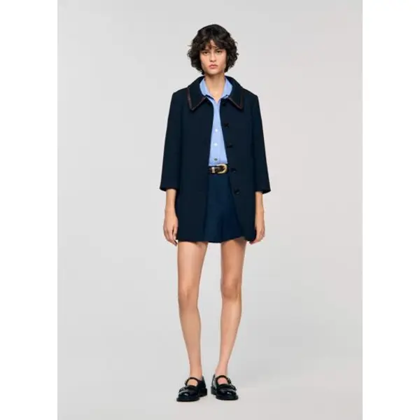 Manteau à bandes en cuir - Sandro