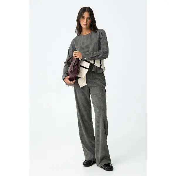Pantalon chic gris à rayures Tiffosi femme XS à L