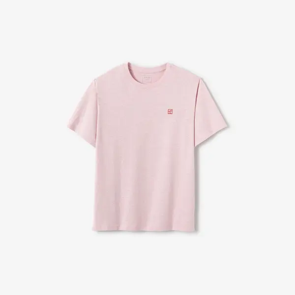Tee shirt effet microrayé broderie poitrine