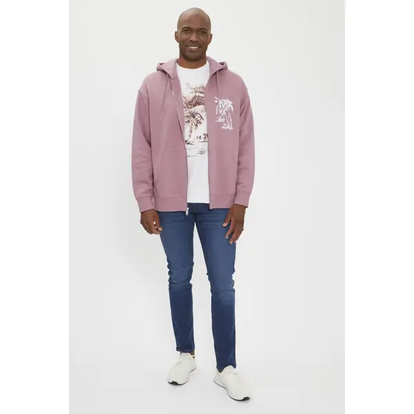 Sweat à capuche rose fermeture zippée
