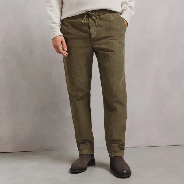 Pantalon tapered taille élastiquée en velours