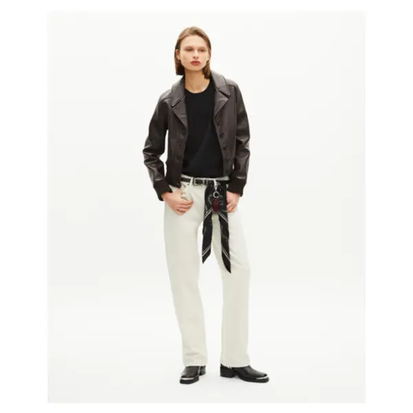 Blouson court en cuir marron brown - The Kooples Talange