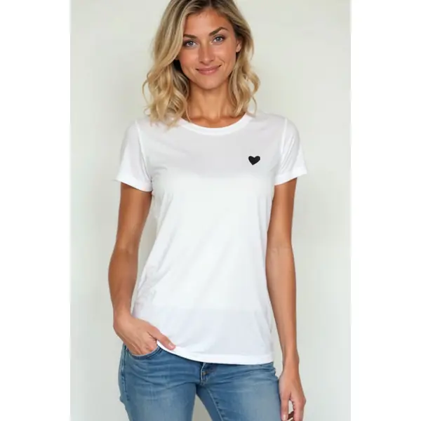T-shirt blanc coeur noir