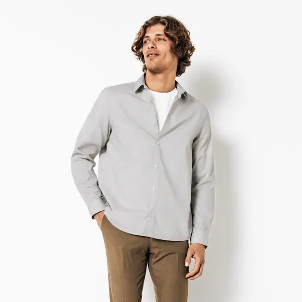 Chemise sans repassage regular en coton rayée