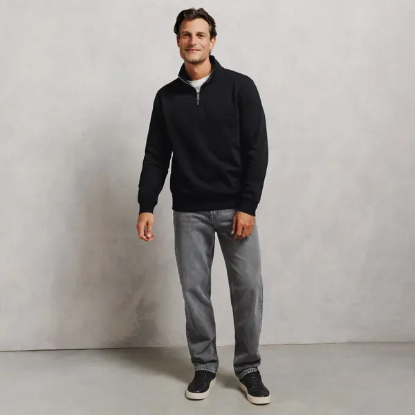 Sweat col montant zippé molleton uni