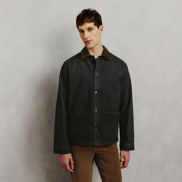 Veste en jean 100% coton col chemise en velours