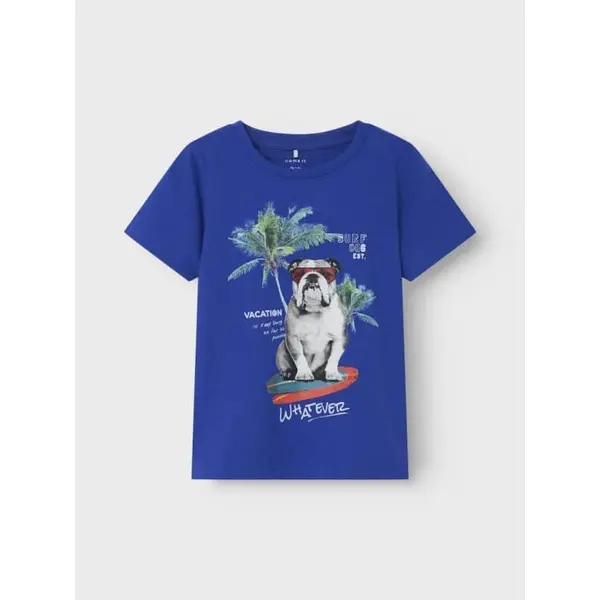 TEE-SHIRT BLEU BULLDOG BEBE GARCON NAME IT