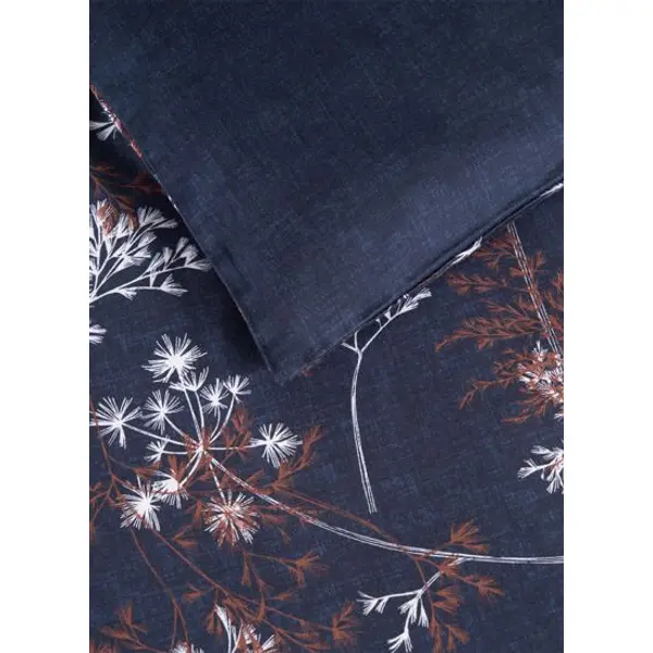 Lacoste - Housse de couette en satin de coton lavé bleu, L Botanic - Yves Delorme
