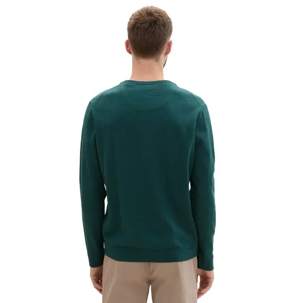 Pull basic col V vert sapin