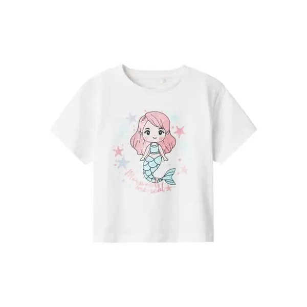 Tee-Shirt Fille Blanc Imprimé Sirène Name It 9-12 Mois à 5 Ans