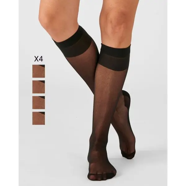 Lot de 4 paires de mi-bas mousse 20D.