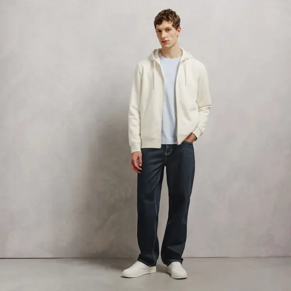 Sweat à capuche zippé molleton uni