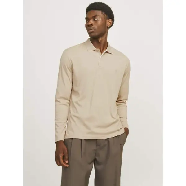 POLO MANCHES LONGUES BEIGE JACK AND JONES HOMME DU S AU XXL