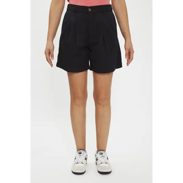 Short à plis taille haute noir