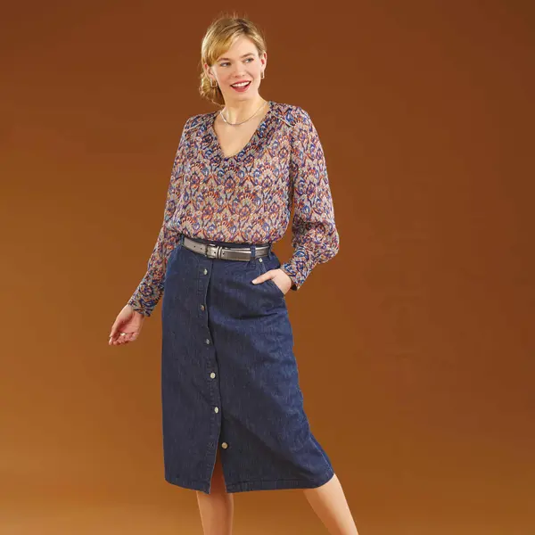 Jupe denim boutonnée