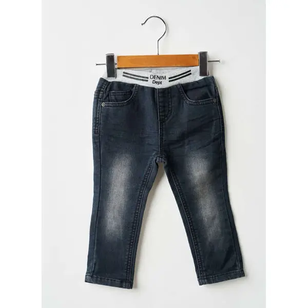 Jeans Coupe Slim 3 Pommes Noir Taille Élastique