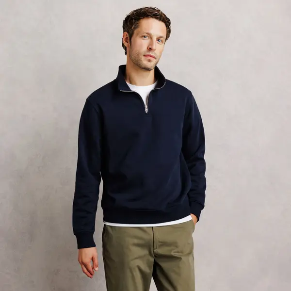 Ensemble sweat col montant zippé et jogging loose - Bleu marine