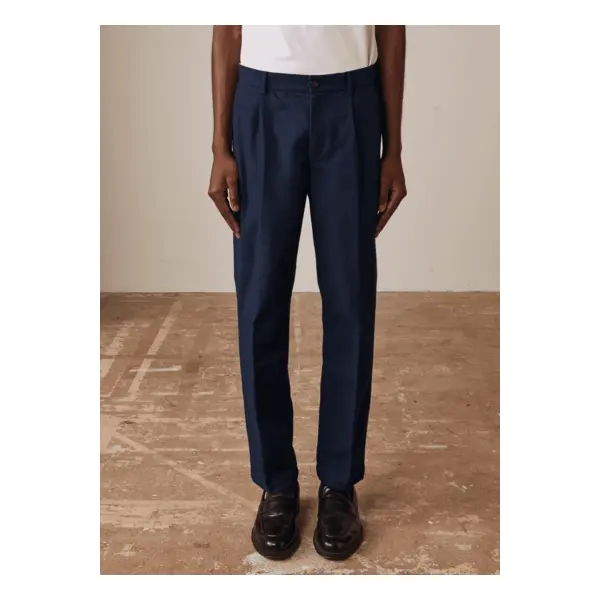Chino driss en flanelle de coton marine - Figaret