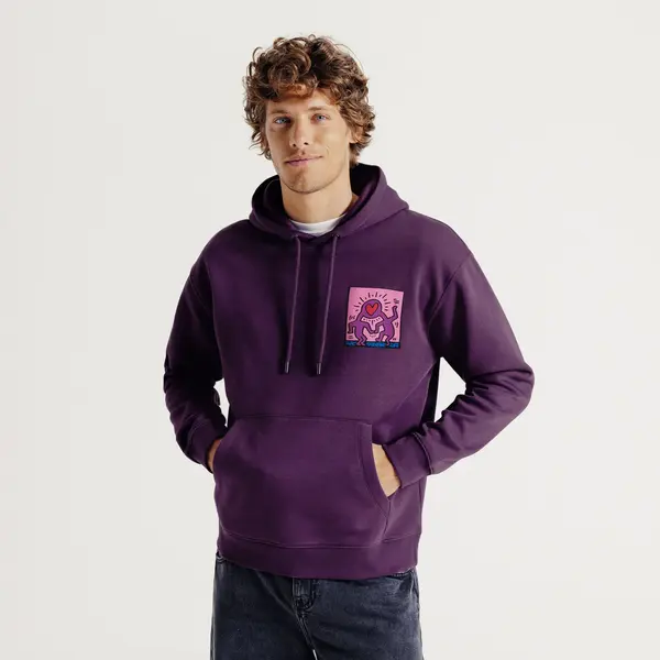 Sweat à capuche imprimé licence Keith Haring