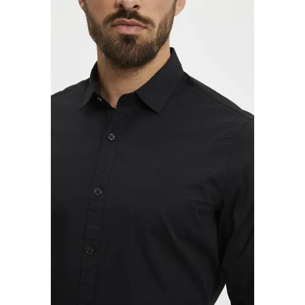 Chemise ajustée noire coton mélangé