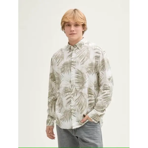 Chemise Blanche Mi-Saison Imprimé Floral Vert Tom Tailor Homme du M au XL