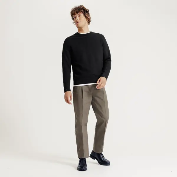 Pull col rond jeux de points fantaisie