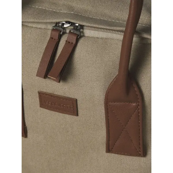 SAC A DOS BEIGE TOILE ET SIMILI CUIR JACK AND JONES HOMME 12292167