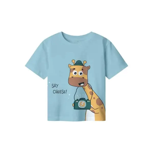 "T-shirt Bleu Girafe Name It Garçon du 18 mois au 8 ans,
