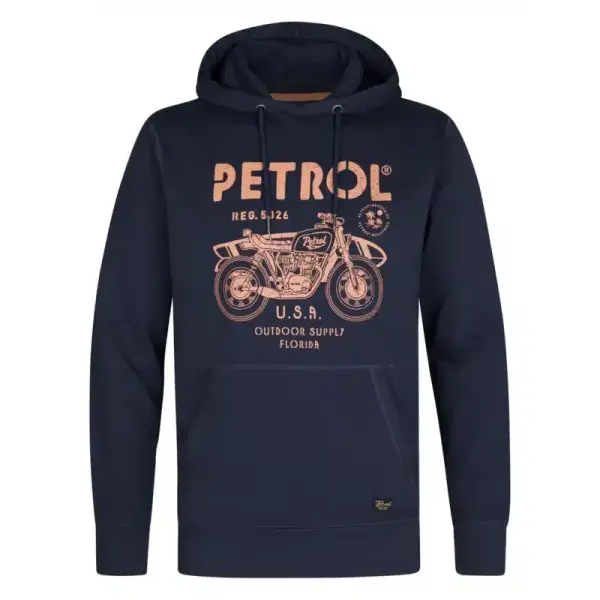 Sweat à Capuche Bleu Motif Moto Petrol Industries Homme S-XXL