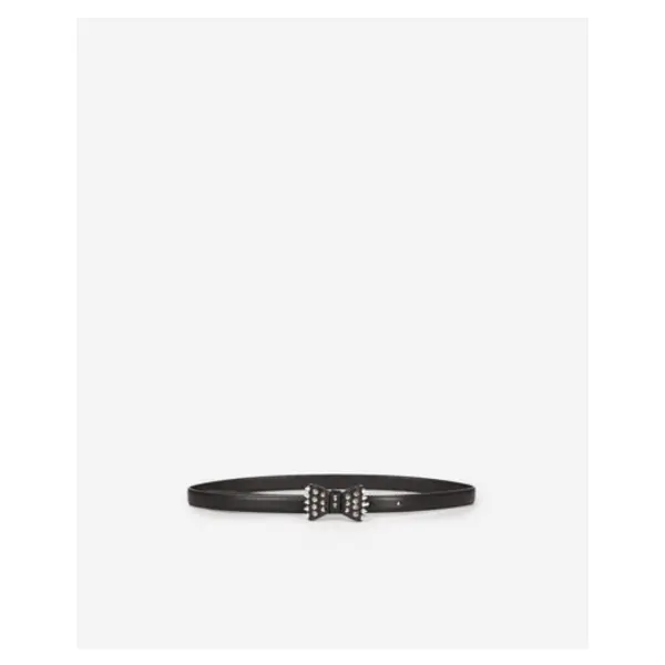 Ceinture fine avec noeud en cuir noire black - The Kooples Talange