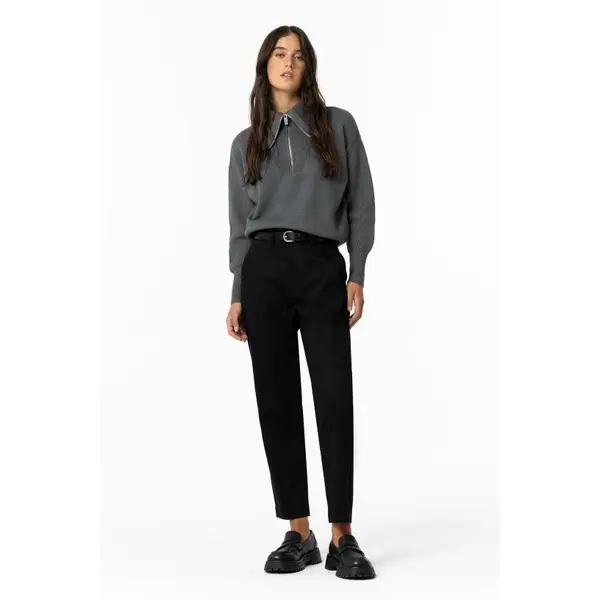 Pantalon chino femme noir TIFFOSI BIANCA avec ceinture