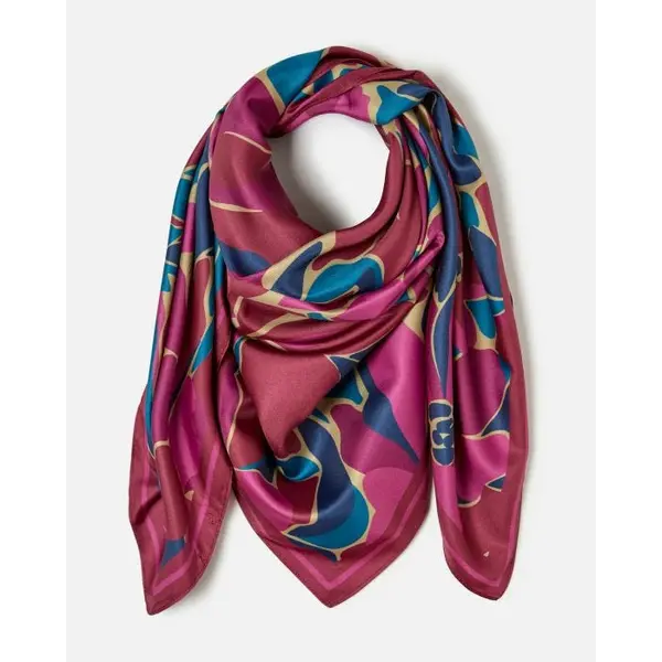 Foulard satiné imprimé fleuri