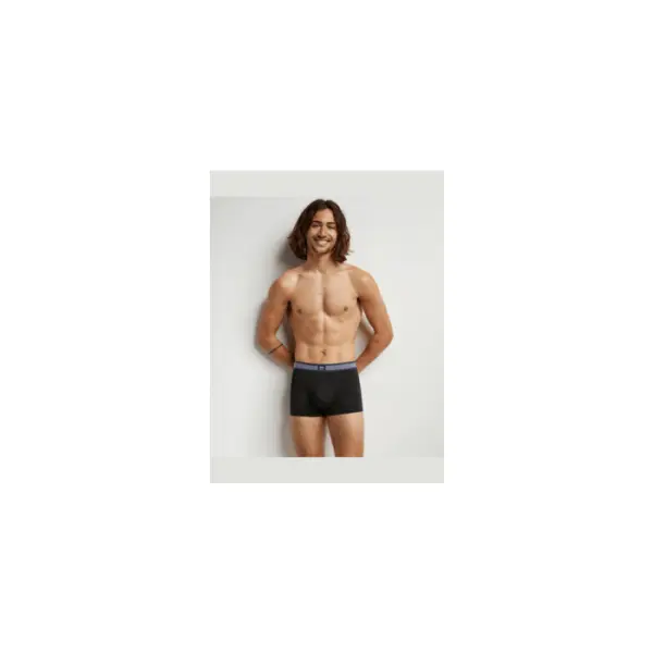Boxer homme en coton modal à ceinture rayée Noir Dim Smart - Dim