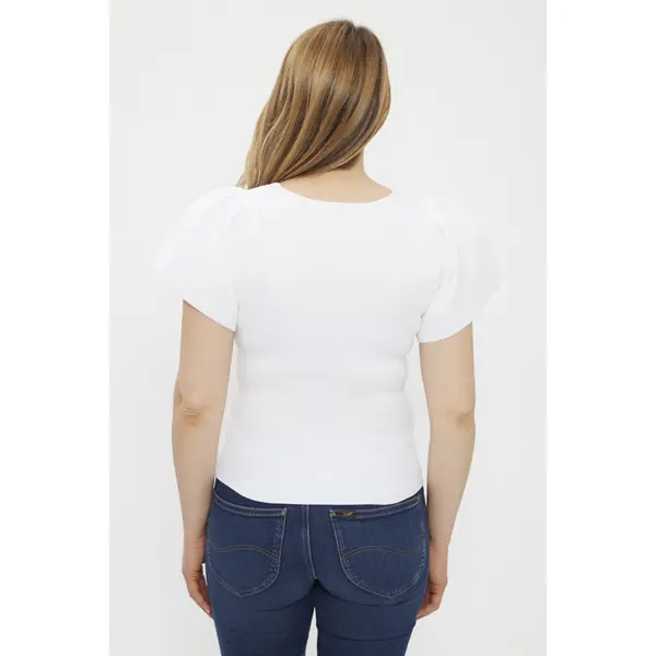 Top blanc manches bouffantes