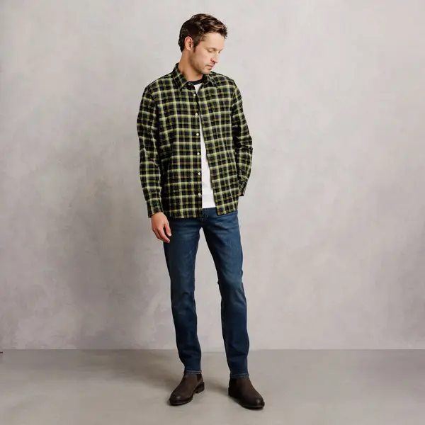 Chemise regular col français à carreaux