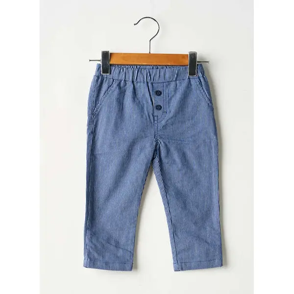 Pantalon Droit Gymp Bleu Taille Élastique