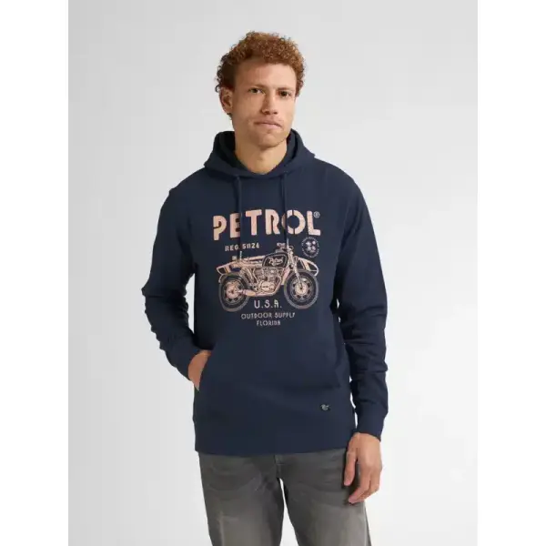 Sweat à Capuche Bleu Motif Moto Petrol Industries Homme S-XXL