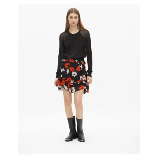 Jupe courte imprimé fleuri noire black - The Kooples Talange