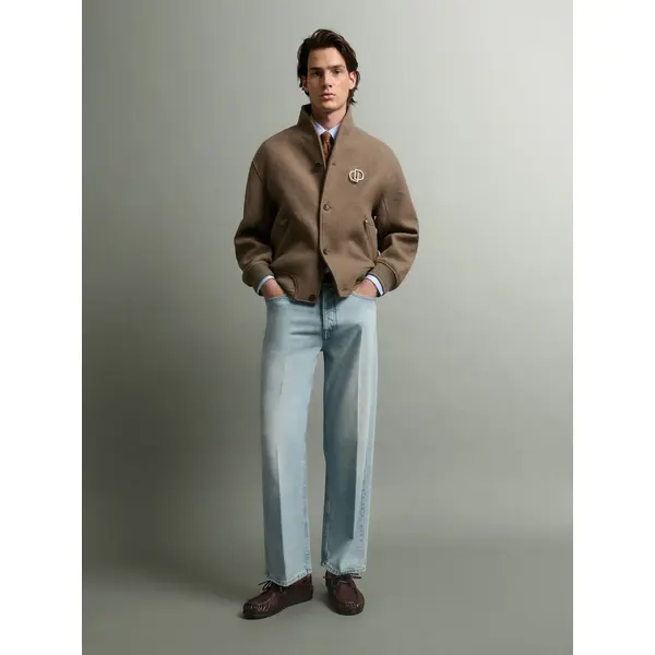 Blouson regular en laine mélangé