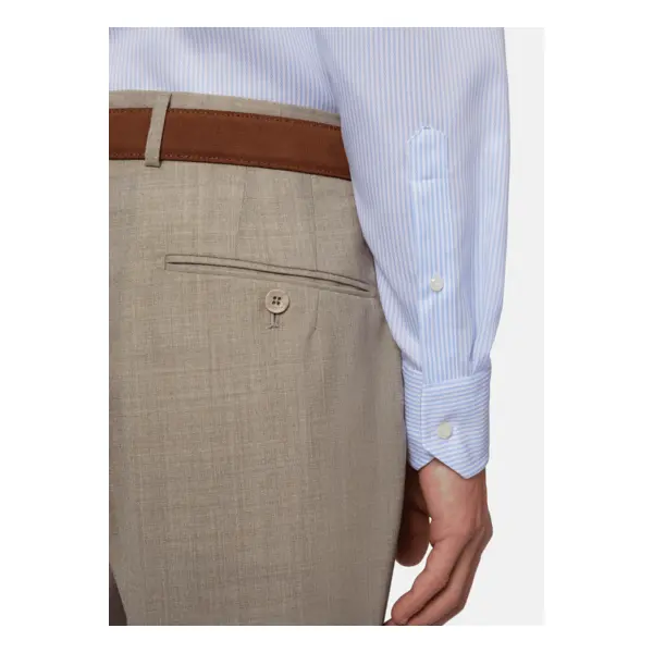Chemise à rayures bleu clair en coton dobby regular fit - Boggi milano