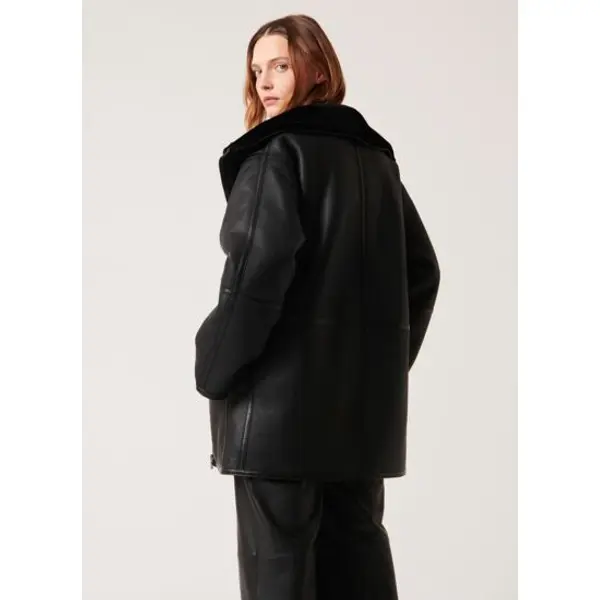Manteau maya noir en cuir - Zapa