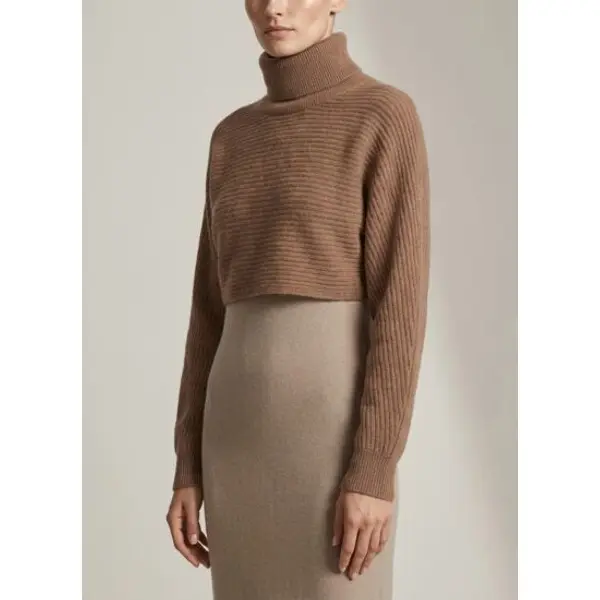 Boléro col roulé à côtes - accessoire - caramel - Bompard