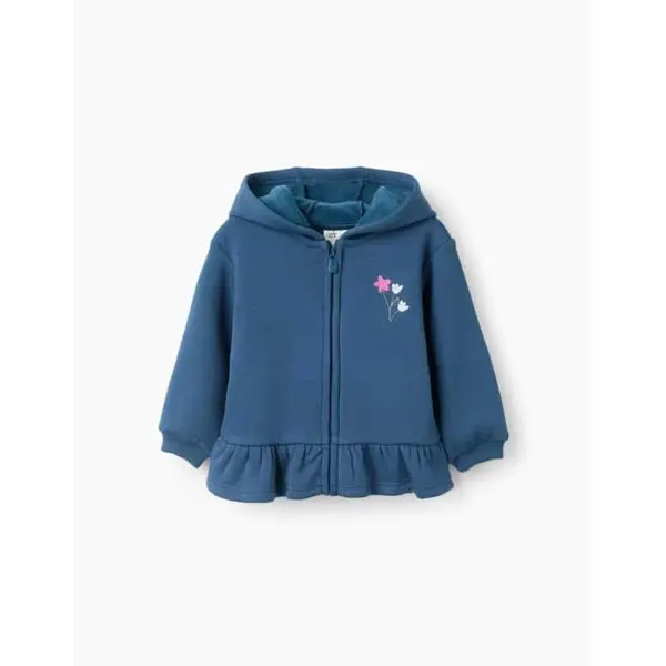 VESTE POLAIRE A CAPUCHE BLEU POUR BEBE FILLE 6-9 MOIS AU 24-36 MOIS ZIPPY