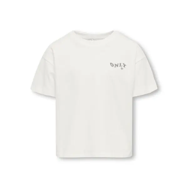 T-shirt blanc KIDS ONLY fille en coton bio coupe large