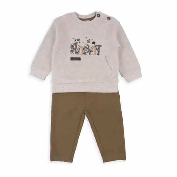 Ensemble sweat beige chino confortable Babybol bébé garçon – 6 mois à 2 ans