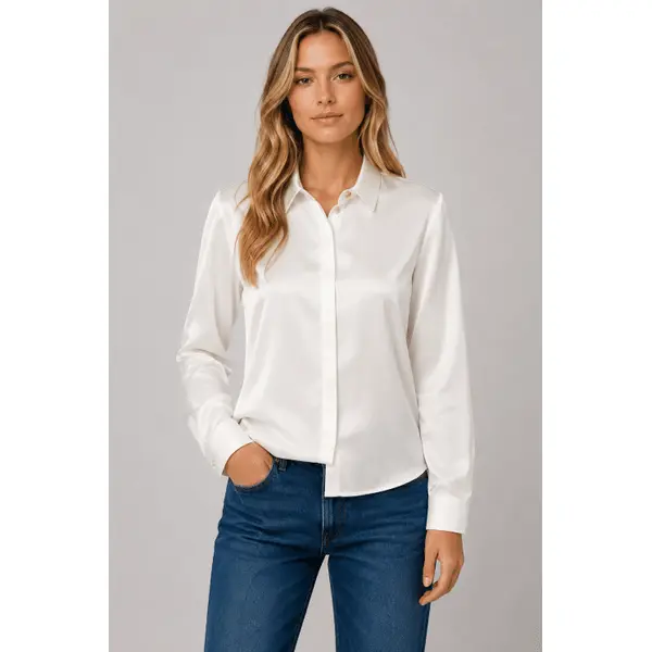 Chemise blanche satinée bouton doré Tiffosi femme