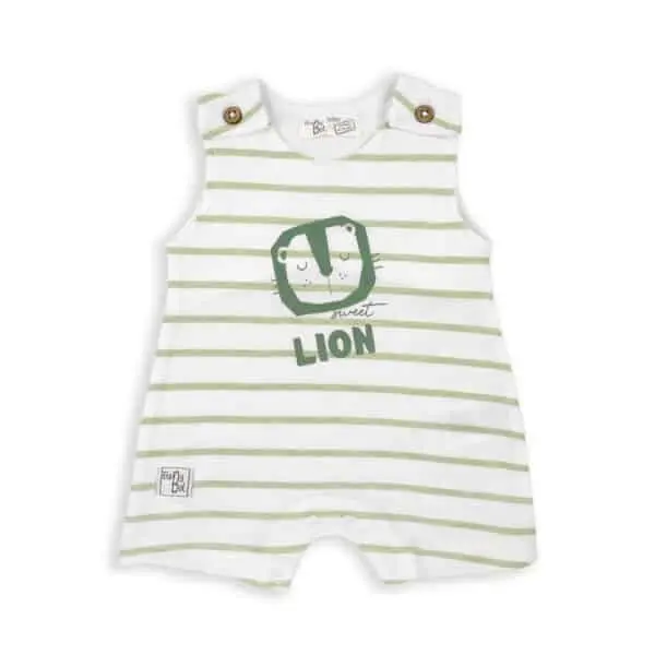 Combinaison Courte Rayures Blanc/Vert Babybol Bébé Garçon 3-24 Mois