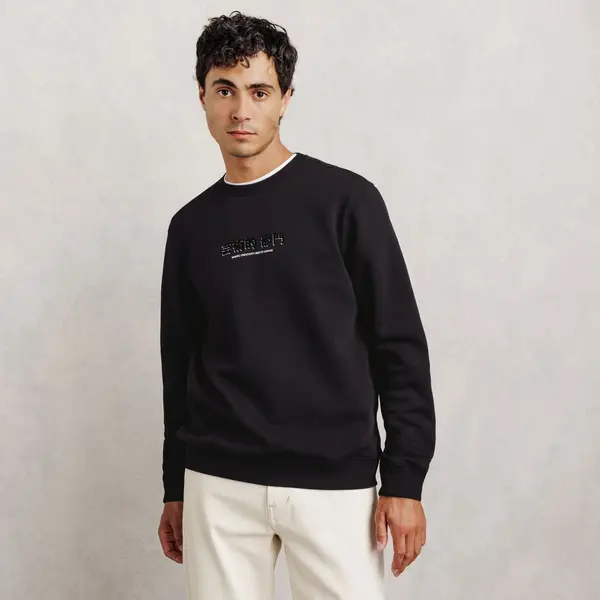 Sweat col rond imprimé devant dos