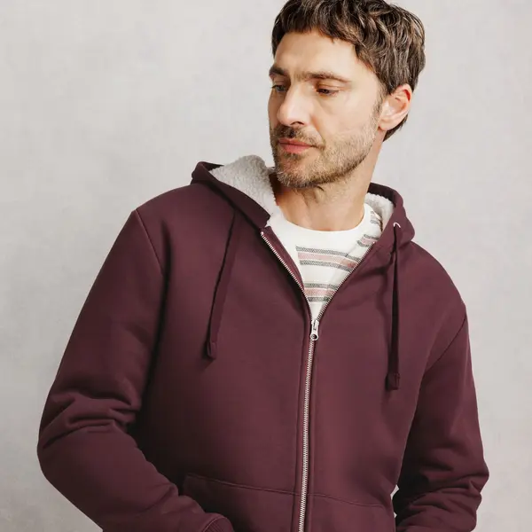 Sweat à capuche zippé doublé sherpa